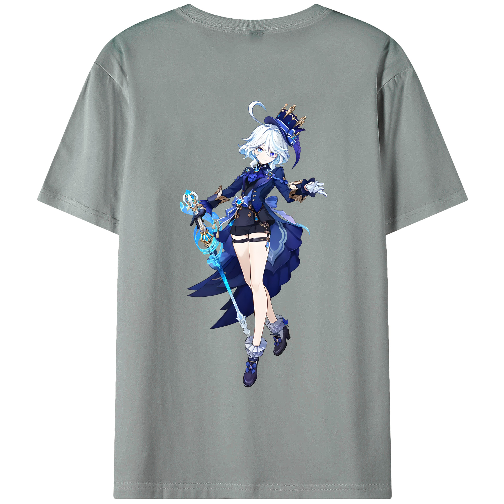 げんし神 フリーナ genshin Furina 綿100％ メンズ半袖Tシャツ（バックプリント） 通気性